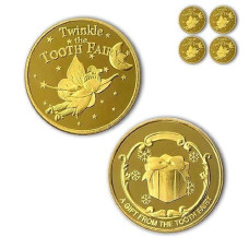 Tooth Fairy Coins [4 Pcs] Classic Tooth Fairy Golden Coins, Keepsake For Lost Tooth Kids