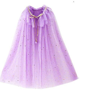 Lovely Mermaid Girls Cape Cloak Princess Shining Halloween Christmas Dress Up Birthday (Purple)