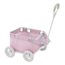 Olivia'S Little World - Polka Dots Folding Princess Baby Doll Wagon, Toy Storage Wagon, Doll Furniture, Pink Polka Dots