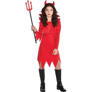 Suit Yourself Devious Devil Halloween Costume For Girls, Medium, Includes Dress, Headband, Collar