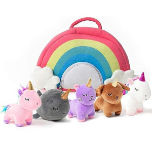 PixieCrush Unicorn Plush Set - 5 Colorful Stuffed Toys