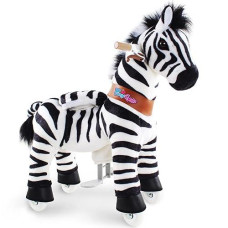 Ponycycle Zebra Kids Ride On Horse Kids Riding Horse Unicorn Toys Classic Model U (With Brake/ 30" Height/Size 3 For Age 3-5) Pony Cycle Ride On Zebra Plush Toy Pony Stuffed Animal Toy Model Ux368