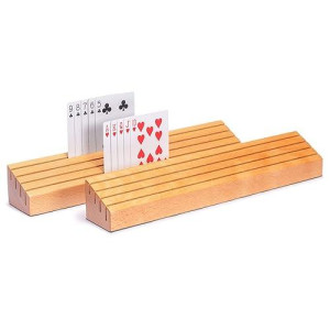 Yellow Mountain Imports Extra-Wide Solid Beechwood Playing Card Holders - Set Of 2