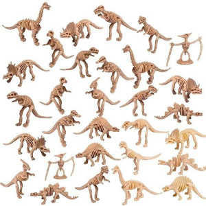 Upins 30 Pack Dinosaur Fossil Skeletons 3.7 Inch Assorted Dinosaur Skeleton Toy Figures Dino Bones Educational Gift For Science Play Dino Sand Dig Party Favor Decorations