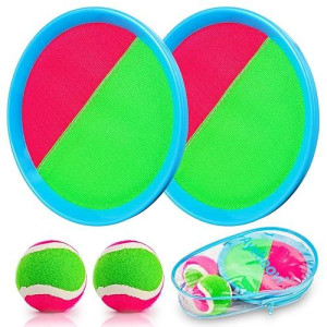 Ayeboovi Toss And Catch Ball Game Outdoor Toys For Kids Beach Pool Toys Yard Lawn Games Boys Toys Ages 3 4 5 6 7 8 9 10 Year Olds Toys Birthday Valentine'S Day Easter Gifts (2 Paddles 2 Balls)