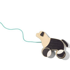 LOVEVERY Wooden Push Pull Toy - Black/White/Natural, 18+ Mo