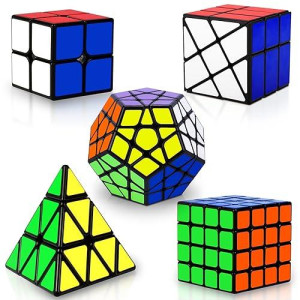 Speed Cube Set, Puzzle Cube, Magic Cube 2X2 4X4 Pyraminx Pyramid Megaminx Fenghuolun Puzzle Cube Toy Gift For Children Adults, Pack Of 5