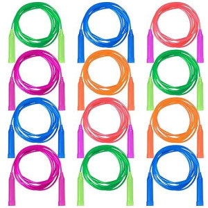 Aneco 12 Pack Kids Jump Rope Set Colorful Outdoor Jump Ropes 7.3 Feet Jumping Ropes For Kids Great Birthday Party Sports Activities Favors Gift