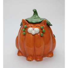 Cosmos Gifts Fine Ceramic Whisker Pumpkin Cat Candy Treat Box