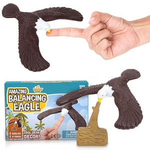 Ipidipi Toys Balancing Bird For Finger 2 Pack - Physics And Science Toy - Bird Balance Finger Toy For Party Giveaways, Retro Magic Gift, Stocking Stuffers, Etc. - 7.5" Wingspan Eagle Toy