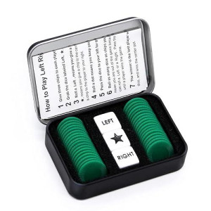 Bilywey Left Right Center Dice Game Set With 3 Dices + 36 Chips (Green)