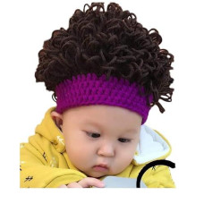 Weeh Kids Wig Hats Halloween Costume Cosplay Winter Kinnted Hat For Boy Girl (Purple)