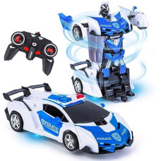 Refasy Rc Cars For Boys Age 4-7,Remote Control Transformation Car Robot Toys For Child Electric Deformation Car Vehicle Toys For Kid 8-15 Ages Transforming Toy Deformed Cars Best Birthday Toy Red