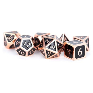 Antique Copper With Black Enamel 16Mm Polyhedral Dice Set, Full Set