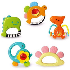 Yiosion Baby Rattles Sets Teether, Shaker, Grab And Spin Rattle, Musical Toy Set, Early Educational Toys Gifts For 3, 6, 9, 12 Month Baby Infant, Newborn