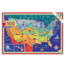 Eeboo: This Land Is Your Land 100 Piece Puzzle, Allows Children To Learn Key Industries And Wildlife Associated With Each State, Makes Learning Fun, Perfect For Ages 5 And Up