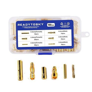 Readytosky Rc Bullet Connectors 2Mm 3.5Mm 4Mm Gold Plated Banana Plug For Rc Battery Esc Motor Wire(100Pcs)