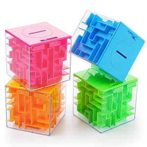 Zpisf 4 Pack Money Maze Puzzle Box, Perfect Money Holder Puzzle And Brain Teasers For Kids And Adults