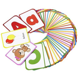 Alphabet Flash Cards For Toddlers: Teach Toddler Abc Letters & Words, 52 Double-Sided Uppercase And Lowercase Letters Cards - Preschool Learning