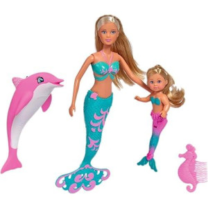 Simba Toys - Steffi Love And Evi Mermaid Friends | Includes Dolphin Figure And Seahorse Comb | Ages 3+