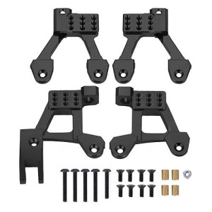 Rclions Aluminum Front&Rear Adjustable Shock Towers,Shock Hoops For Axial Scx10 Ii Upgrades 90046/90047 1/10 Scale Rc Crawler Car (Black)