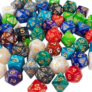 Monster Gaming 100ct Marbled Polyhedral Dice Set for RPGs