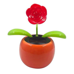 Navillus Solar Powered Dancing Flower, Lily, Rose, Sunflower, Petunia Office Desk & Car Decor (Rose)