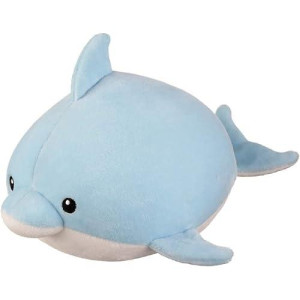 Ganz H14353 Squishy Squad Dolphin Plush Figure, Blue And White, 10-Inch Length