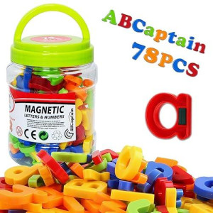 Abcaptain Magnetic Letters Numbers Alphabet Abc 123 Fridge Magnets Preschool Educational Learning Plastic Toy Set Uppercase Lowercase Math Symbols For Toddlers Kids (78 Pcs)