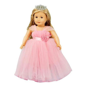 Girls Doll Clothes And Accessories , Princess Costume , Wedding Dress , Party Gown Dress For 18 Inch Dolls (Pink)