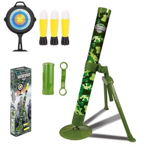 Abcaptain Mortar Launcher Military Blaster Toys Playset Soft Foam Rockets Missile Shooting Game For Kids Boys Girls & Adults