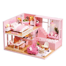 Tukiie Diy Miniature Dollhouse Kit With Furniture, 1:24 Scale Creative Room Mini Wooden Doll House Accessories Plus Dust Proof & Music Movement For Kids Teens Adults(Warm Moments)