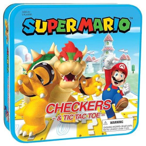 Usaopoly Super Mario Checkers & Tic-Tac-Toe Collector'S Game Set For 2 Players | Featuring Mario & Bowser | Collectible Checkers And Tictactoe Perfect For Mario Fans, Model Number: Cm005-637-002001-06