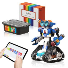 Apitor Robot J Creative Robot Building Kit With Storage Box, 6-In-1 Programmable App Remote Control Robot/Tank Stem Learning Toy, Educational Coding Gifts For 7-8 8-12 Years Old Kids