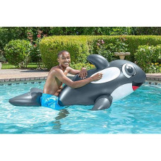 Poolmaster Jumbo Whale Rider Inflatable Swimming Pool Float Grey Large