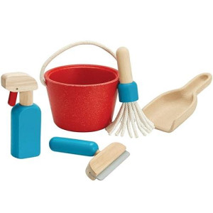 PlanToys Rubberwood House Cleaning Set - Eco-Friendly Play