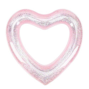 Moko Inflatable Pool Floats For Adults, Clearance Bachelorette Party Decorations Heart Shaped Swim Ring Summer Swimming Tube Water Fun Beach Wedding Pool Toys Swimming Circle - Glitter Pink