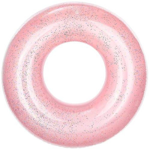 Moko Swim Rings With Glitter, 120Cm Diameter Inflatable Pool Float Swimming Pool Float Tube Round Shaped Swimming Tube Water Fun Beach Pool Toys For Summer Party For Adults - Rose Gold