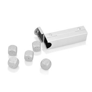 Ds. Distinctive Style Aluminum Alloy Dice 5 Pieces 16Mm Portable Metal Dices With Rectangular Case 6 Sided Dice For Drinking Party Game - Silver