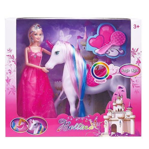 Bettina Magical Lights Unicom And Princess Doll, Horse Toys Playset, Unicorn Toys Princess Gifts For 3 To 7 Year Olds Girls Kids