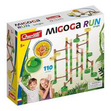 Quercetti Migoga Jungle Marble Run Toy - 110 Piece Set With 12 Colored Marbles And Multi-Start For Simultaneous Launches, Promotes Stem Learning And Building Skills, For Kids Ages 4 Years And Up