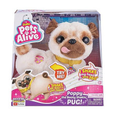 Pets Alive Poppy The Booty Shakin’ Pug - Interactive Dancing Plush Puppy By Zuru Robotic Realistic Soft Dog Stuffed Animal Toy For Kids, Girls