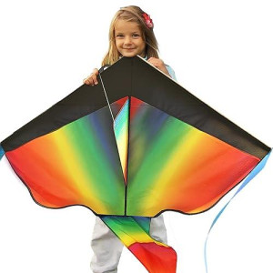 Rainbow Kite For Kids Ages 4-8 Easy To Fly, Big Kite For Kids Ages 8-12, Beach Kite, Cometa, Kites, Giant Kite, Large Kite, Kite For Toddlers Age 3-5