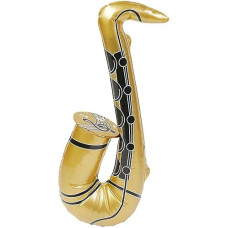 Smiffys Inflatable Saxophone, Gold 55Cm/22In, Funny Fancy Dress, Comedy Dress Up Accessories