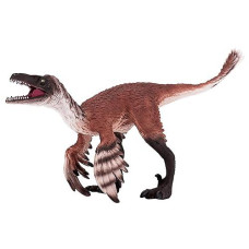 Mojo Troodon With Articulated Jaw Realistic Dinosaur Hand Painted Toy Figurine, Brown