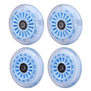 Wiggle Car Polyurethane Replacement Wheels Set (Front,2P Light Up), Swing Car Wheels Pack (Rear,2P Narrower) Upgrade For Ride-On Toys (Sky Blue)