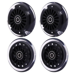 Wiggle Car Polyurethane Replacement Wheels Set (Front,2P Light Up), Swing Car Wheels Pack (Rear,2P Narrower) Upgrade For Ride-On Toys (Black)