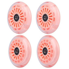 Wiggle Car Polyurethane Replacement Wheels Set (Front,2P Light Up), Swing Car Wheels Pack (Rear,2P Narrower) Upgrade For Ride-On Toys (Orange Pink)