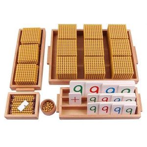 Kghios Montessori Golden Beads Materials Decimal System Bank Game Montessori Math Toys Mathematics Teaching Aids Materials Baby Preschool Education Toys