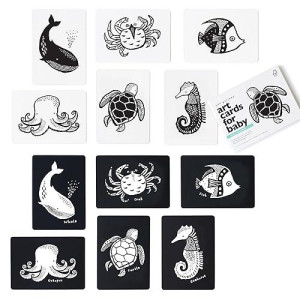 Wee Gallery Ocean Animal Flash Cards for Babies - High Contrast